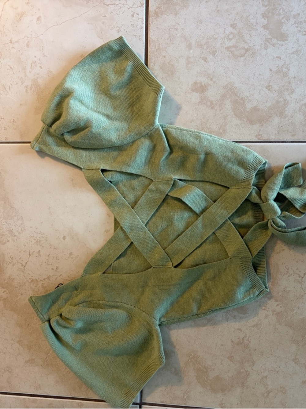 Promesa Sage Green Knit Tie-Back Top